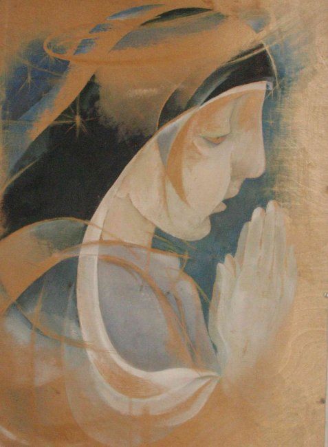Malerei mit dem Titel "Madonna" von Nina Arutjunjan, Original-Kunstwerk, Öl