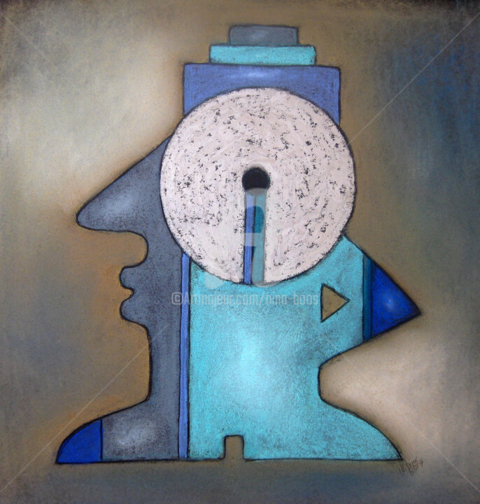 Desenho intitulada "Blue Ray" por Nina Boos, Obras de arte originais, Giz