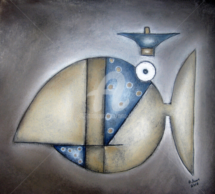 Dessin intitulée "Edelfisch" par Nina Boos, Œuvre d'art originale, Craie