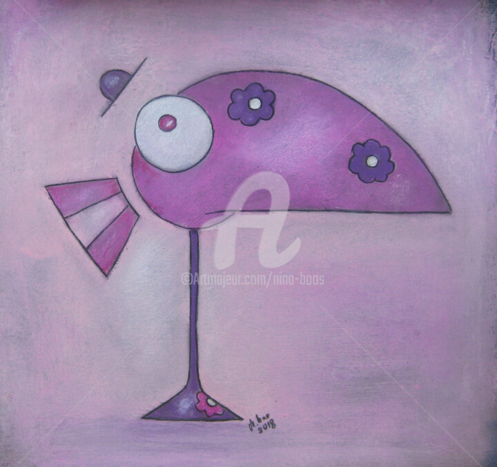 Malerei mit dem Titel "Verrückter Vogel" von Nina Boos, Original-Kunstwerk, Pastell