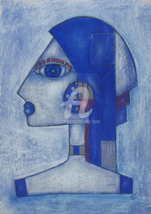 Malerei mit dem Titel "Blauäugig" von Nina Boos, Original-Kunstwerk, Acryl