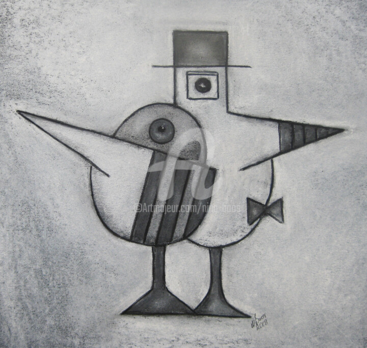 Drawing titled "Pickfein" by Nina Boos, Original Artwork, Pastel Mounted on Cardboard