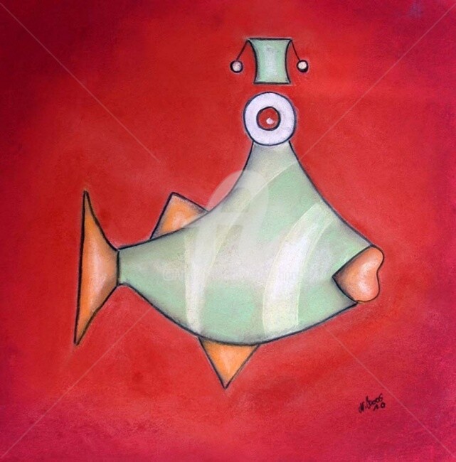 Malerei mit dem Titel "Tarnfisch" von Nina Boos, Original-Kunstwerk, Andere