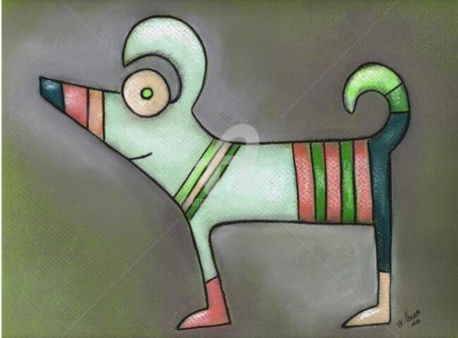 绘画 标题为“Bunter Hund” 由Nina Boos, 原创艺术品, 其他