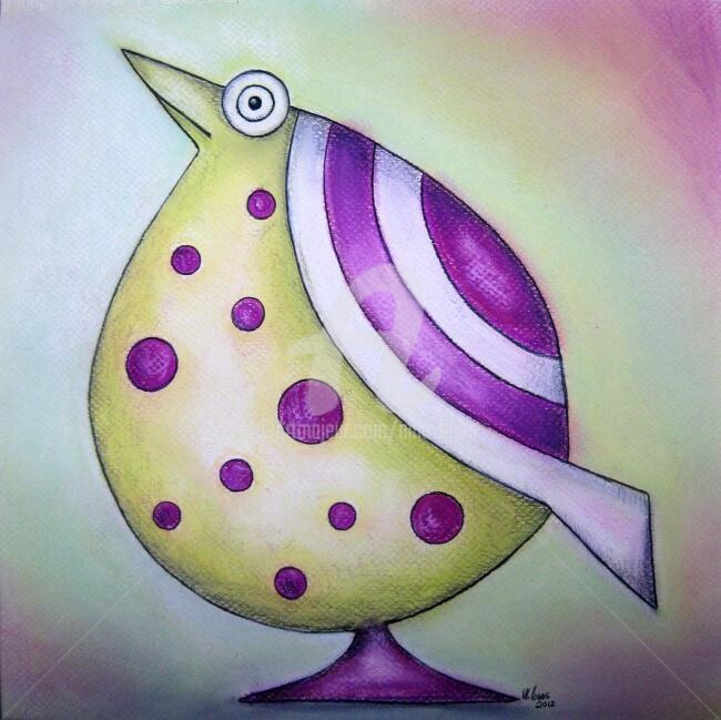 Malerei mit dem Titel "Dicker Vogel" von Nina Boos, Original-Kunstwerk, Andere