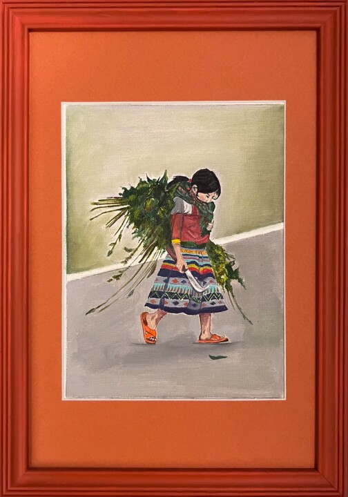 Malerei mit dem Titel "The Peruvian child" von Nina Grighel, Original-Kunstwerk, Öl