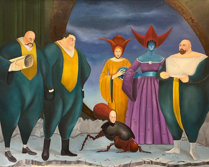 Painting titled "Academic Council. A…" by Nina Grighel, Original Artwork, Oil Mounted on Wood Stretcher frame