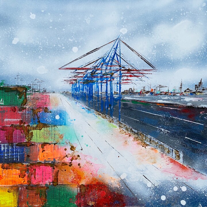 Pittura intitolato "Dock No 6" da Nina Groth, Opera d'arte originale, Acrilico