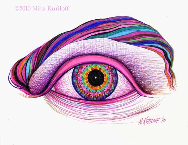 Рисунок под названием "Pink Eye" - Nina Kuriloff, Подлинное произведение искусства, Другой