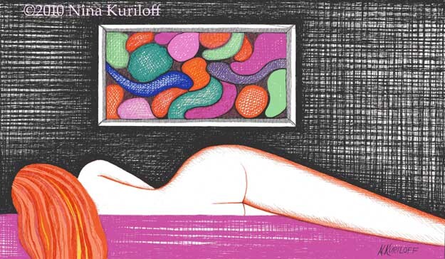 Peinture intitulée "Reclining Nude with…" par Nina Kuriloff, Œuvre d'art originale, Huile