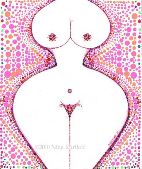 Peinture intitulée "Jeweled Nude" par Nina Kuriloff, Œuvre d'art originale, Huile