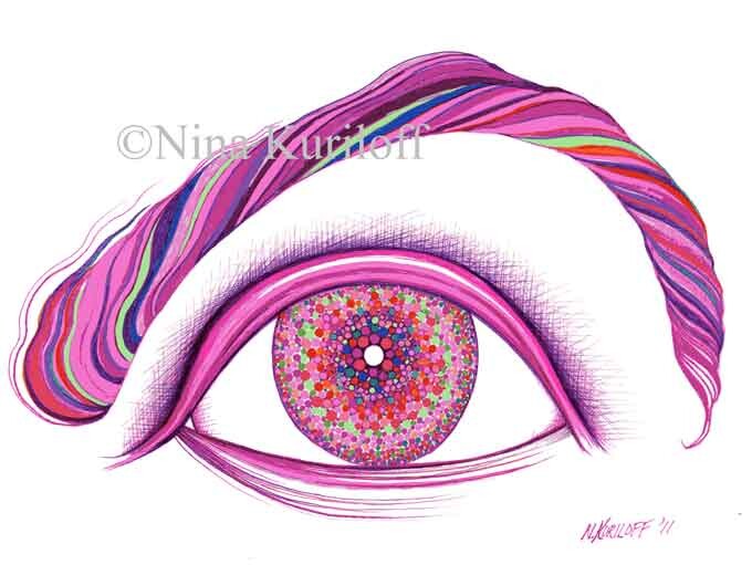 "Pinked Eye" başlıklı Resim Nina Kuriloff tarafından, Orijinal sanat, Mürekkep