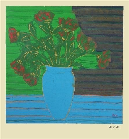 Ζωγραφική με τίτλο "Blue vase By Nina O…" από Nina Orlov, Αυθεντικά έργα τέχνης