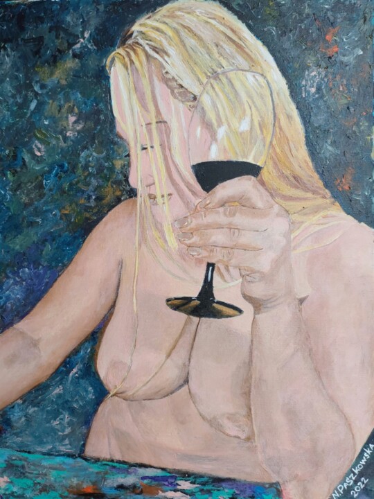 Painting titled "„Femme fatale”" by Nina Paszkowska, Original Artwork, Acrylic