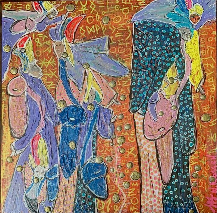 Картина под названием "A kaleidoscope of f…" - Nina Rassen, Подлинное произведение искусства, Акрил Установлен на artwork_ca…