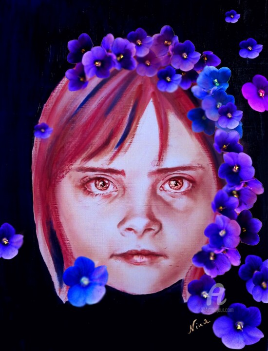 Pintura intitulada "Violetta cara" por Nina Rianna, Obras de arte originais, Tinta de esmalte