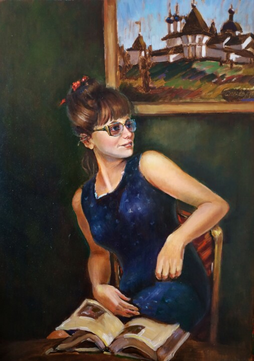 Painting titled "Автопортрет" by Nina Silaeva, Original Artwork, Oil