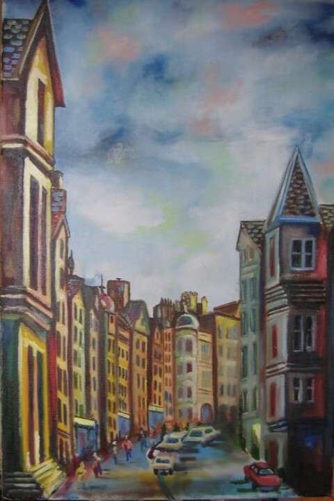 Painting titled "city" by Nina Silaeva, Original Artwork