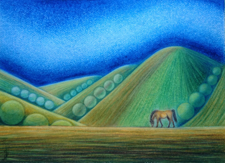 Pittura intitolato "Мorning in the moun…" da Nina Samosudova, Opera d'arte originale, Pastello