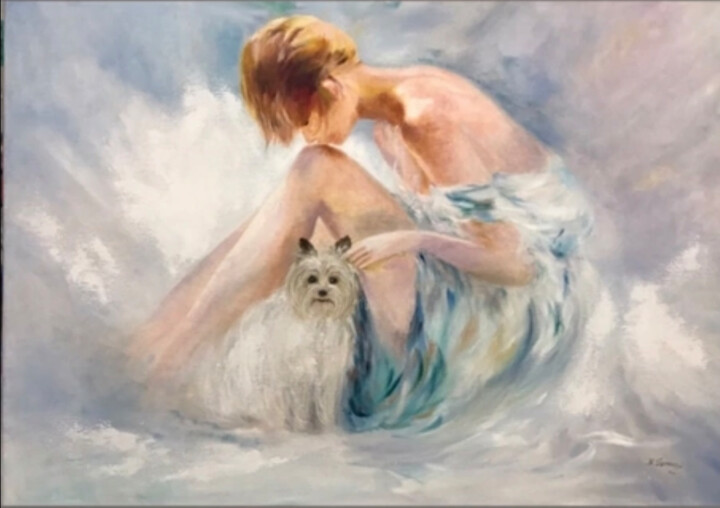 Картина под названием "Нежность" - Nina Toman, Подлинное произведение искусства, Масло Установлен на Деревянная рама для нос…