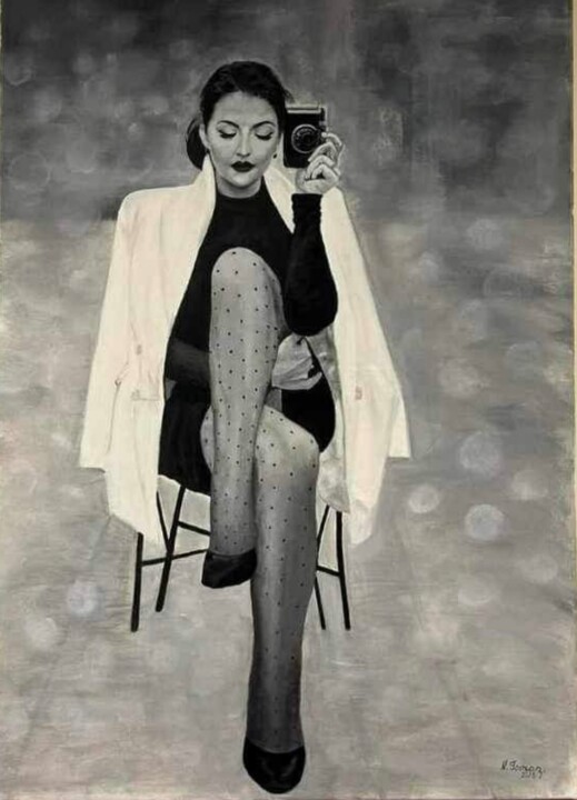 Pintura titulada "мой фотограф" por Nina Toman, Obra de arte original, Oleo Montado en Bastidor de camilla de madera