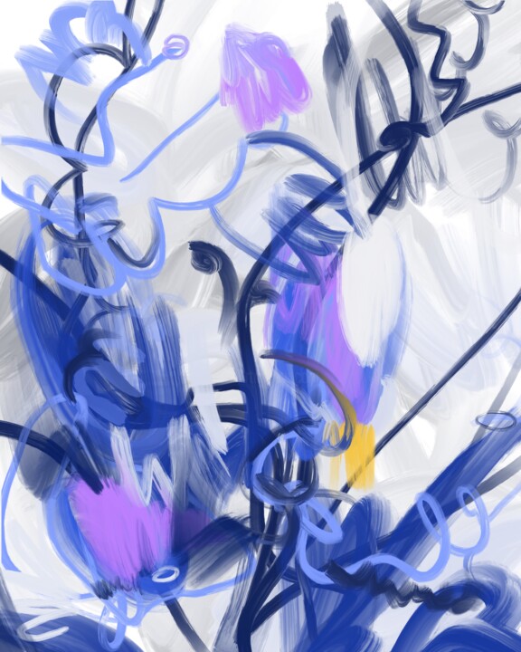 Grafika cyfrowa / sztuka generowana cyfrowo zatytułowany „Blue afternoon 2” autorstwa Nina Tryndina, Oryginalna praca, Olej