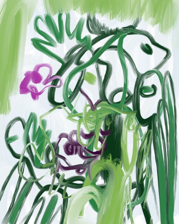 Grafika cyfrowa / sztuka generowana cyfrowo zatytułowany „Rose Garden #5” autorstwa Nina Tryndina, Oryginalna praca, Olej