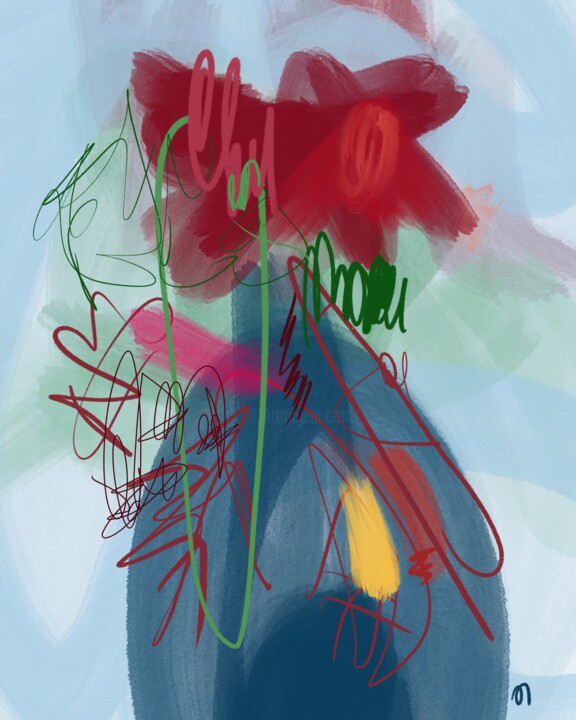 Digital Arts titled "Rose Garden #7" by Nina Tryndina, Original Artwork, Digital Painting