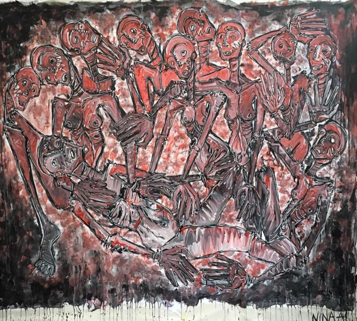 Peinture intitulée "Pieta" par Nina A. Kinder, Œuvre d'art originale, Acrylique