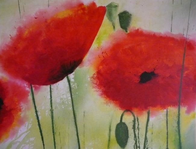 Malerei mit dem Titel "Roter Mohn - Papave…" von Nina Engel, Original-Kunstwerk