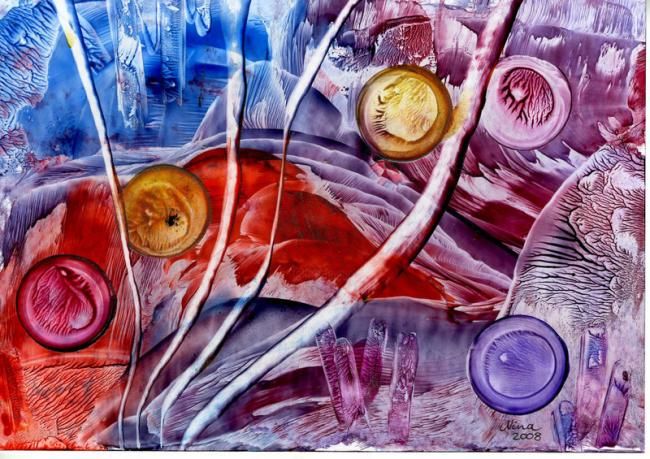 Malerei mit dem Titel "Seifenblasen - Boll…" von Nina Engel, Original-Kunstwerk