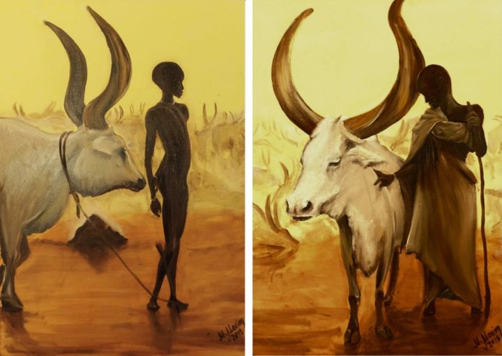 Pittura intitolato "African Souls" da Nina Maxim, Opera d'arte originale, Olio