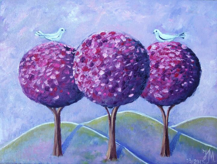 Painting titled "When the cherry are…" by Nina Mitkova, Original Artwork, Oil