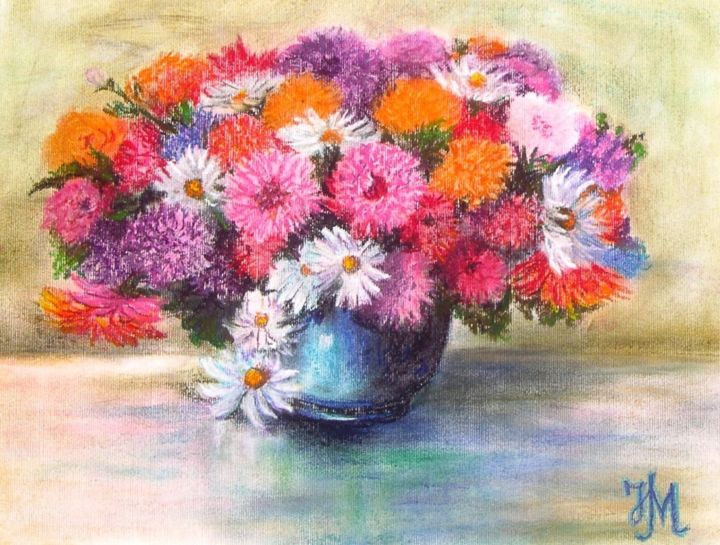 Painting titled ""Flowers"/"Цветница"" by Nina Mitkova, Original Artwork, Oil