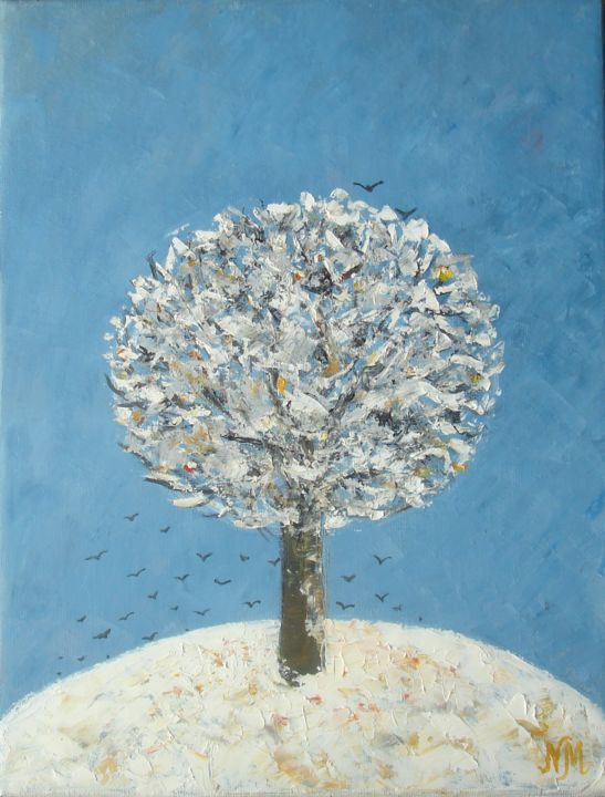 Painting titled "Seasons-winter" by Nina Mitkova, Original Artwork, Oil