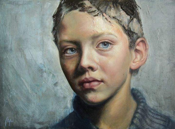 Peinture intitulée "Portrait de Mathys" par Nina Parys, Œuvre d'art originale, Huile