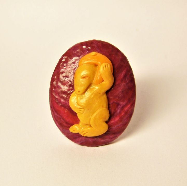 Design intitulée "Monstres - bague en…" par Nina Seror, Œuvre d'art originale, Pâte polymère