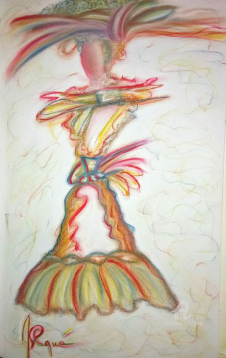 Drawing titled "LADY" by Arqué, Original Artwork, Pastel