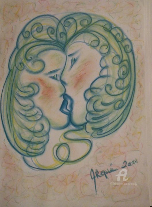 Dessin intitulée "ENAMORADOS'" par Arqué, Œuvre d'art originale, Pastel