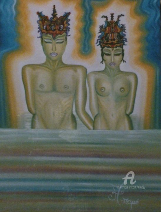 Peinture intitulée "MARIAGE SPIRITUEL" par Arqué, Œuvre d'art originale, Huile