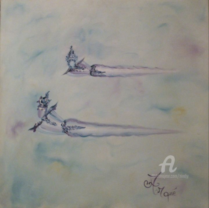 Картина под названием "LE CHEVALIER ET L'A…" - Arqué, Подлинное произведение искусства, Масло