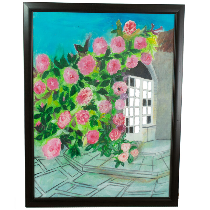Painting titled "Rose bush" by Ninel Fedenko, Original Artwork, Paper