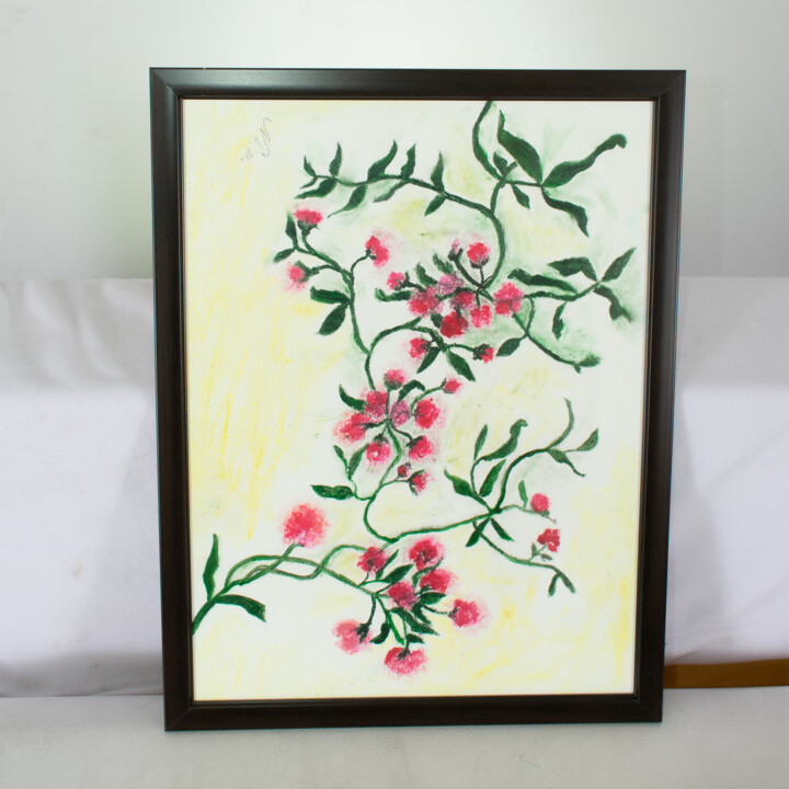 Painting titled "Sakura branch" by Ninel Fedenko, Original Artwork, Oil