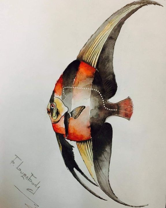 Peinture intitulée "Fish" par Ninina, Œuvre d'art originale