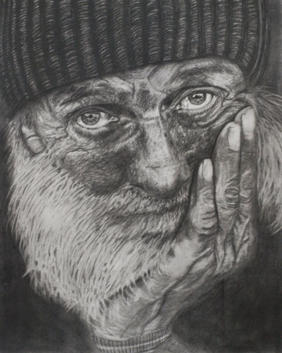 Disegno intitolato "Old Man" da Nino Gudadze, Opera d'arte originale, Matita