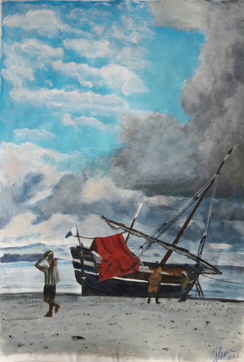 Peinture intitulée "avant l'orage" par Nicole Plisson, Œuvre d'art originale, Acrylique