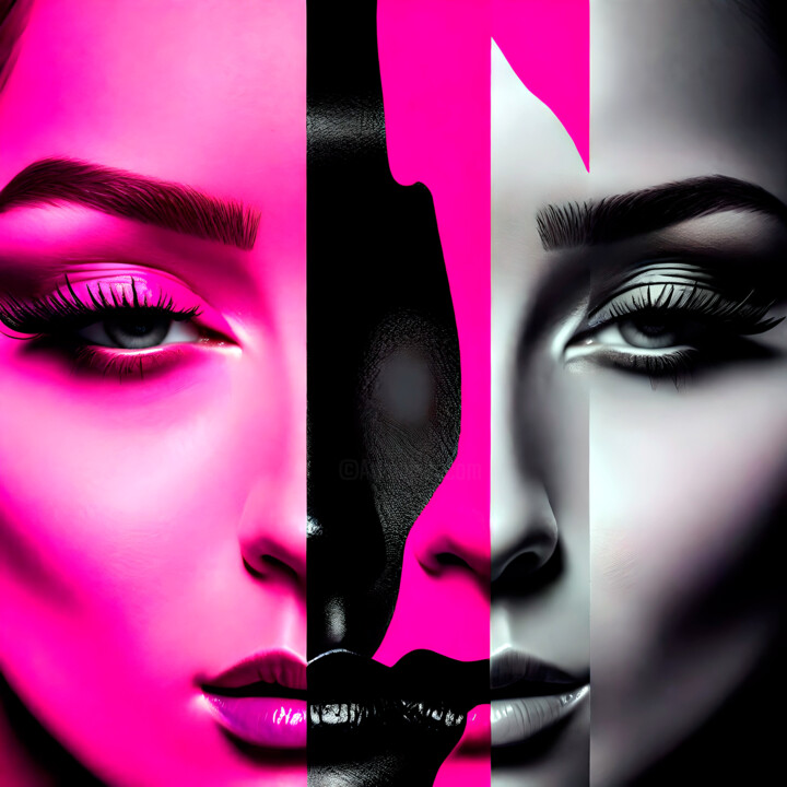 Digital Arts titled "Pink Power No.10" by Ninn, Original Artwork, AI generated image