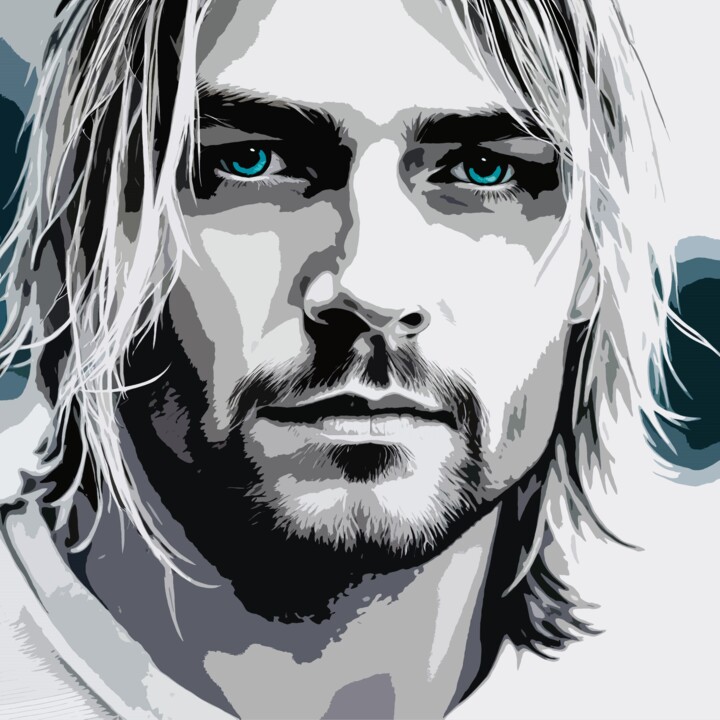 Digital Arts titled "Kurt Cobain No.1" by Ninn, Original Artwork, AI generated image