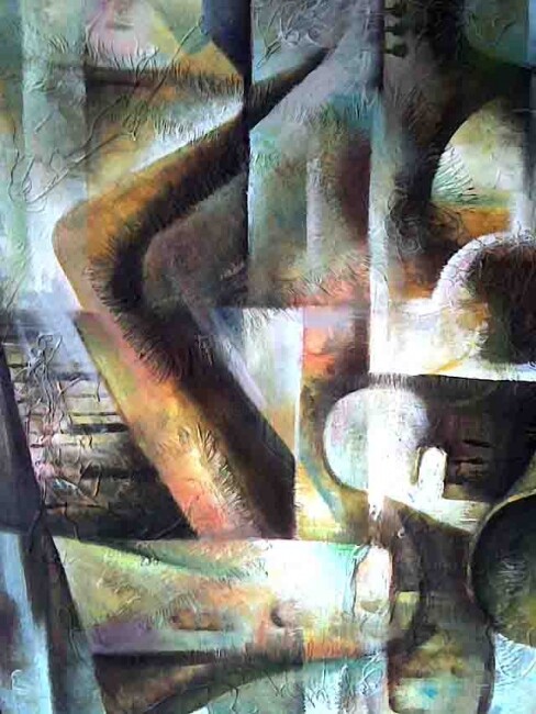 Pintura titulada "art_Jazz_Oil,_cardb…" por Nino Chakvetadze, Obra de arte original