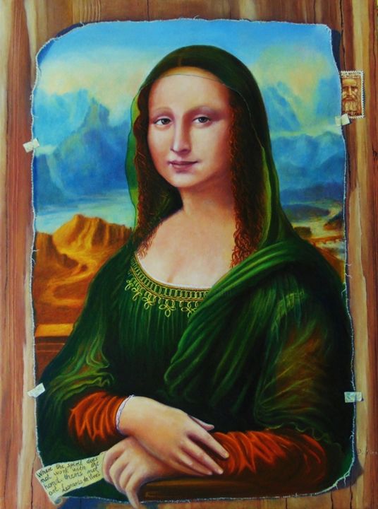 제목이 "Homage to Leonardo"인 미술작품 Nino Dobrosavljevic로, 원작, 기름